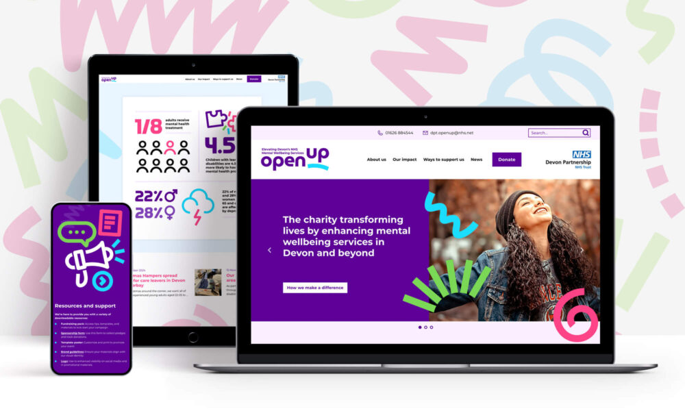 Vibrant, contemporary website for NHS Trust charity, Open Up